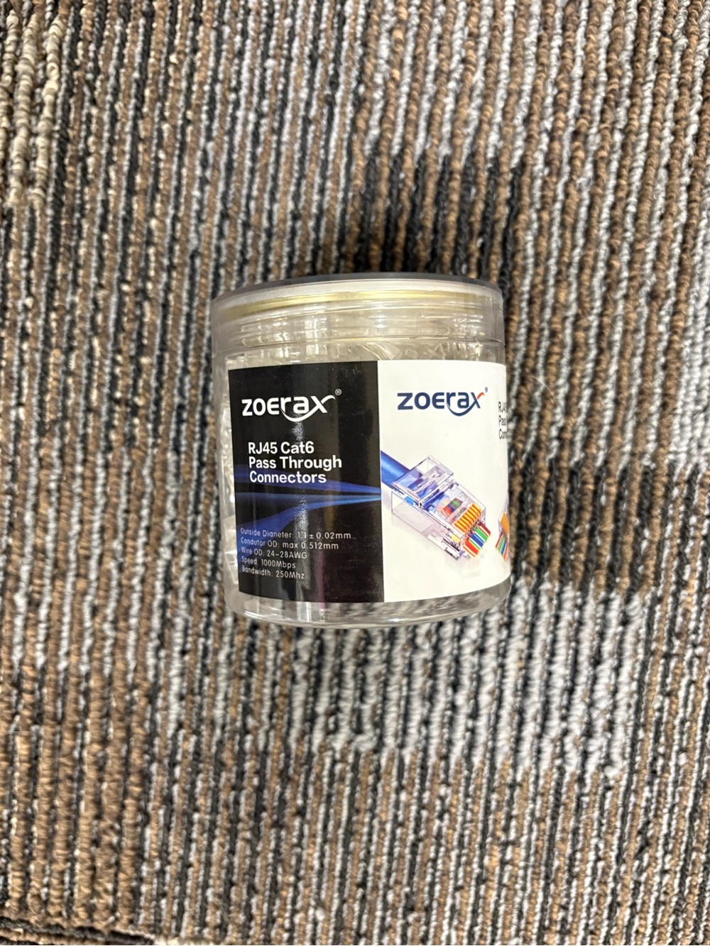 RJ45 Cat6 Pass Through Connectors - Clear 100ct